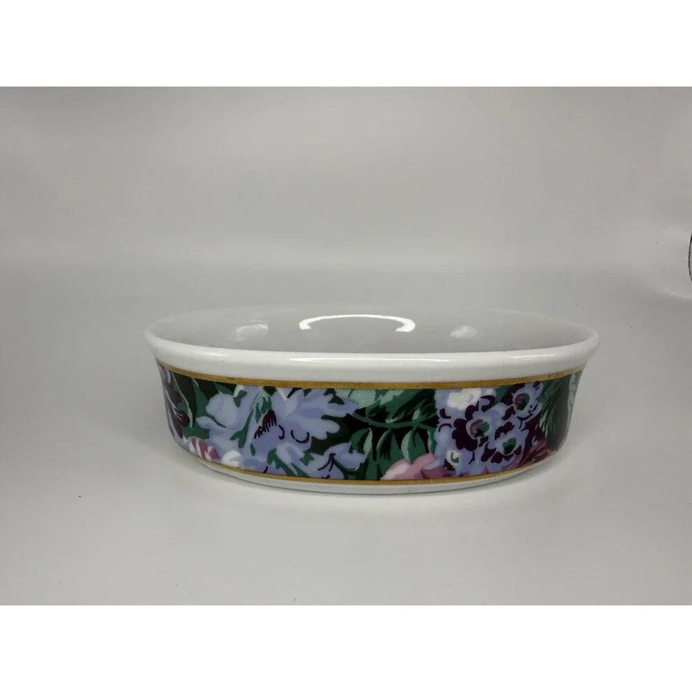 Saturday Knight Ltd Porcelain Floral Oval Trinket Dish Vanity Soap Bowl
